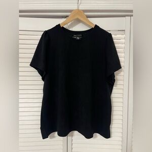 Little Black Short Sleeve Tee- Ruffled Sleeve